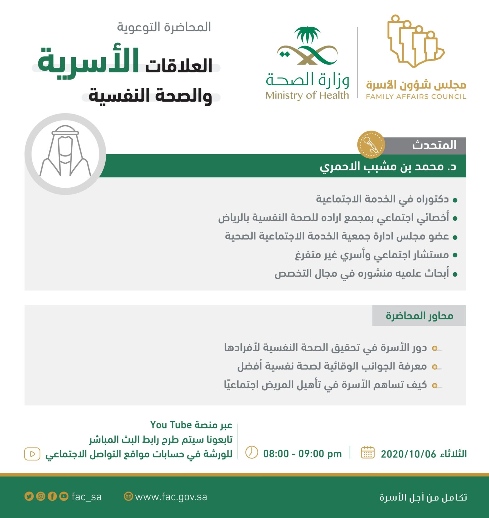 Awareness lecture entitled (Family Relations and Mental Health)